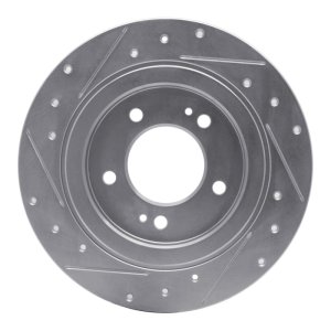 Hyundai Elantra GT Brake Rotor (1) - Rear Right - R1 Concepts - Drilled & Slotted - Silver - `13-`25